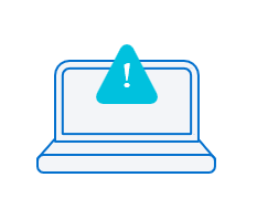 Das Piktogram zeigt einen Bildschirm eines Laptops für Offshore Wind Techniker mit einem Ausrufezeichen.